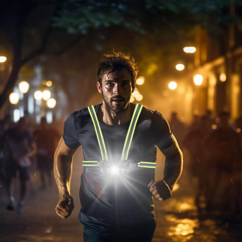 LED Running Vest Running Lights Ultra Bright with Rechargeable Battery 65 Adjustable Beam Angle USB Night Running LED Light